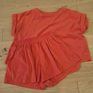 Women's Red Shorts Set